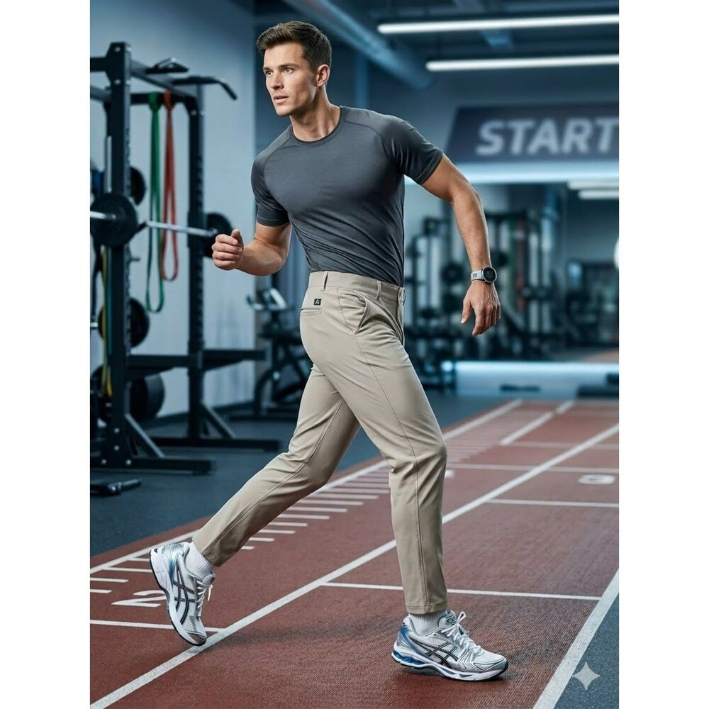 Reebok Men’s 40x32 Light Khaki Anchor 5-Pocket Performance Tech Stretch Chino